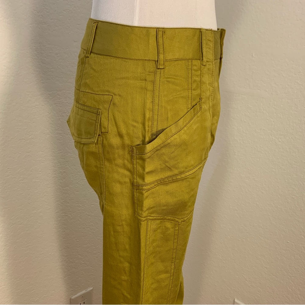 NWOT Free People Wind Up Utility Straight Leg Pants Button Cuff Pockets Gold - Picture 5 of 10